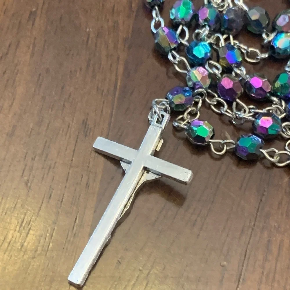 Rainbow Iridescent Acrylic Beaded Catholic Religious Rosary
